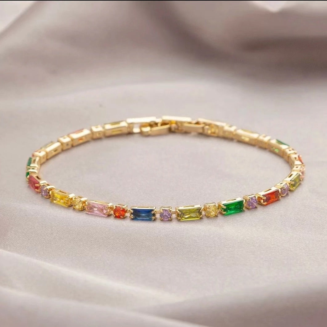 Wholesale Copper alloy synthetic colored zircon bracelet
